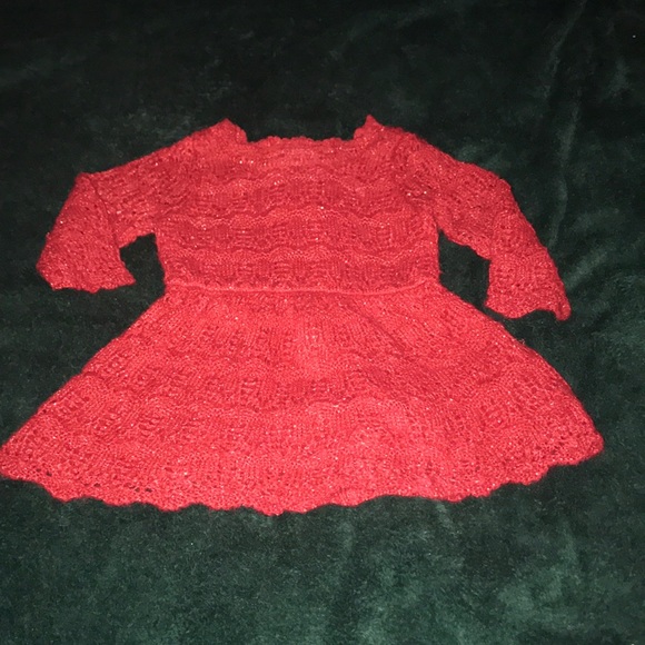 Beautiful little Red Crocheted girls dress - Picture 2 of 7